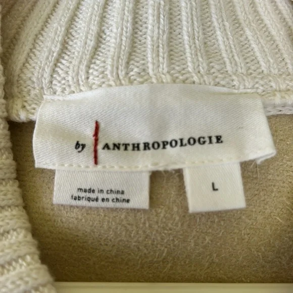 Anthropologie Crochet Bomber Cardigan Ivory Excellent Size L - Picture 7 of 9